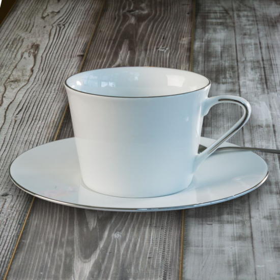 Filiżanka do herbaty porcelanowa 270 ml ze spodkiem CENTRO platin