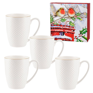 Zestaw 4 kubków porcelanowych BARI GOLD w pudełku prezentowym
