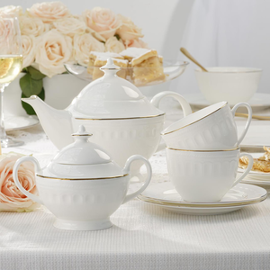 Serwis kawowy na 6 osób porcelanowy złota linia MESYNA GOLD