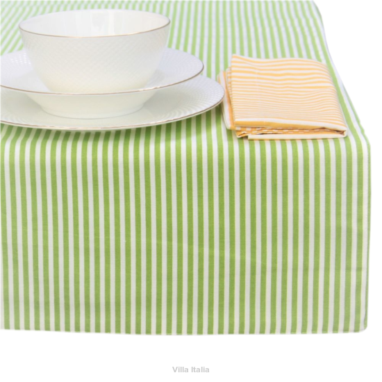 Bieżnik dwustronny w paski i prążki 45x145 cm zielony LINEA 