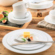 Serwis obiadowo kawowy porcelanowy na 6 osób PLUS WHITE 2
