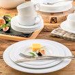 Serwis obiadowo kawowy porcelanowy na 6 osób PLUS WHITE 2