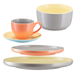 Serwis obiadowo kawowy na 6 osób BORNEO yellow-grey-orange 1