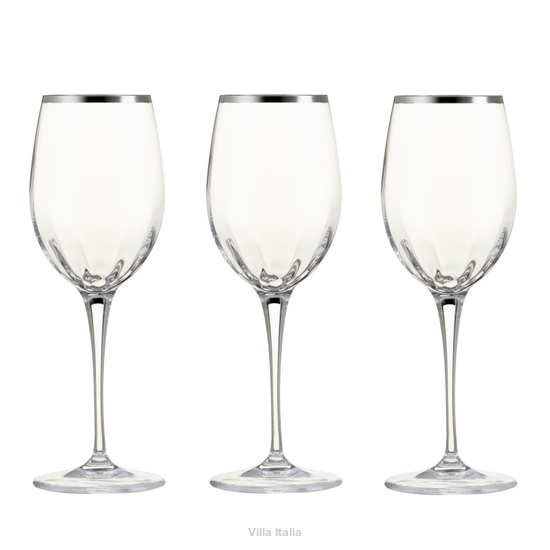 Komplet kryształowych kieliszków z platynowym paskiem