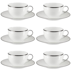 Komplet filiżanek do kawy herbaty porcelanowych 330 ml 6 sztuk FLORIAN