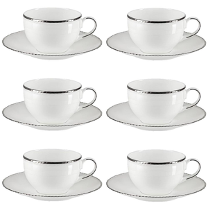 Komplet filiżanek do kawy herbaty porcelanowych 330 ml 6 sztuk FLORIAN