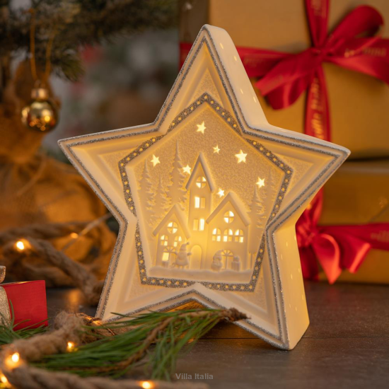 Lampion porcelanowy CHRISTMAS - LED Gwiazdka