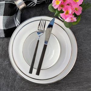 Serwis obiadowy z miseczkami na 6 osób porcelanowy PLUS PLATIN