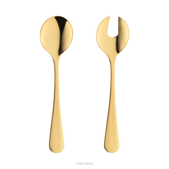Złote sztućce do serwowania sałatek