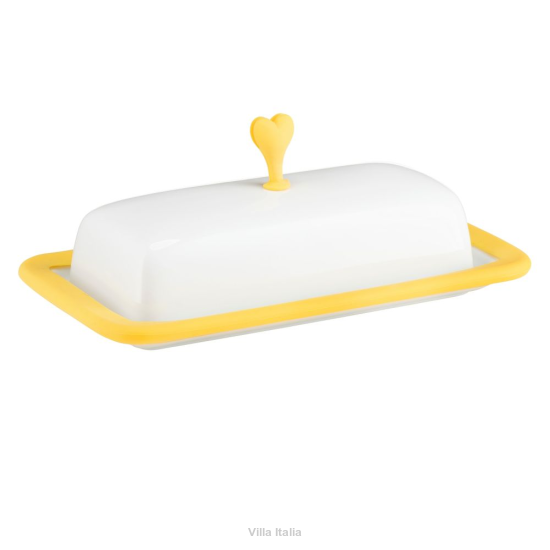 Maselnica porcelanowa 21 x 11 cm z silikonem zółtym SUNNY