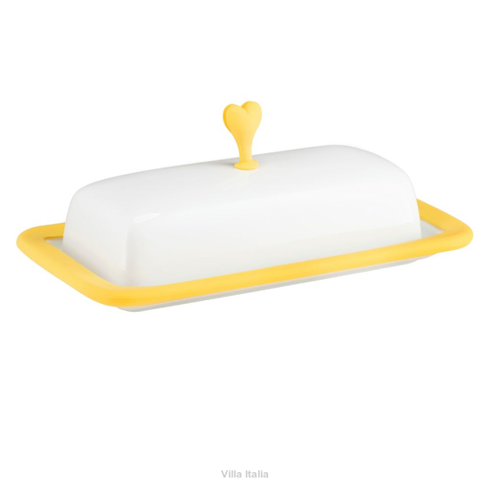 Maselnica porcelanowa 21 x 11 cm z silikonem zółtym SUNNY