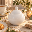 Biała porcelanowa cukiernica