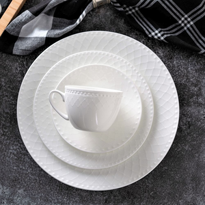 Serwis obiadowo kawowy porcelanowy na 12 osób ROMA white