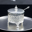 Cukiernica z łyżeczką posrebrzana wysokość 11 cm SILBER 2