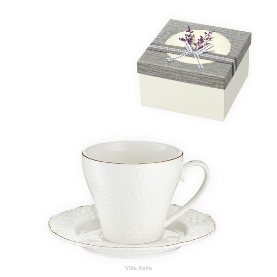 Filiżanka do kawy porcelanowa 170 ml ze spodkiem LORETTA w pudełku prezentowym