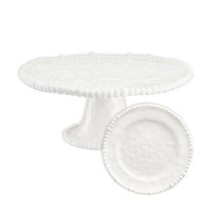 Zestaw do ciasta z paterą porcelanowy na 6 osób MESTIERE WHITE