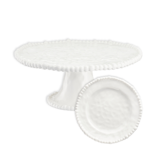 Zestaw do ciasta z paterą porcelanowy na 6 osób MESTIERE WHITE
