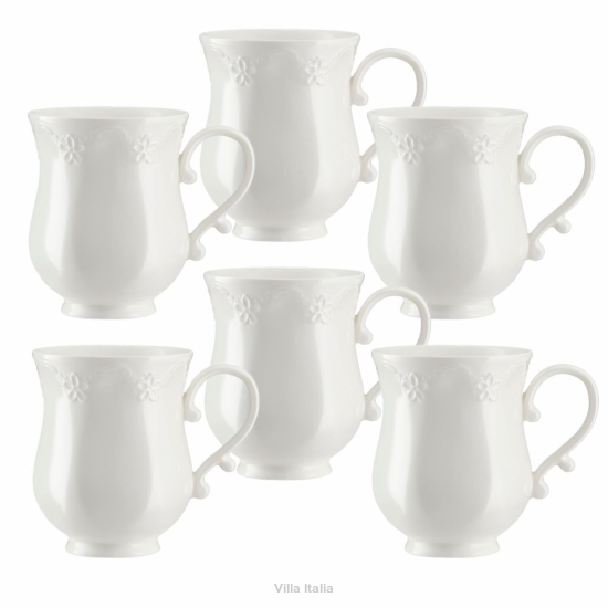 Zestaw kubków porcelanowych 300 ml 6 sztuk MINK biały