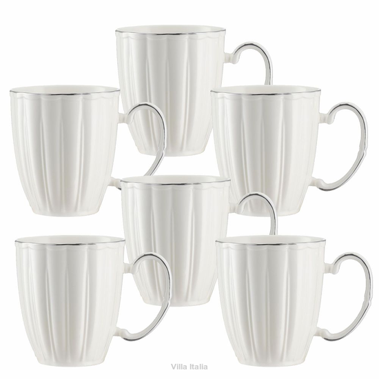 Zestaw kubków porcelanowych 300 ml 6 sztuk NESTOR z platyną
