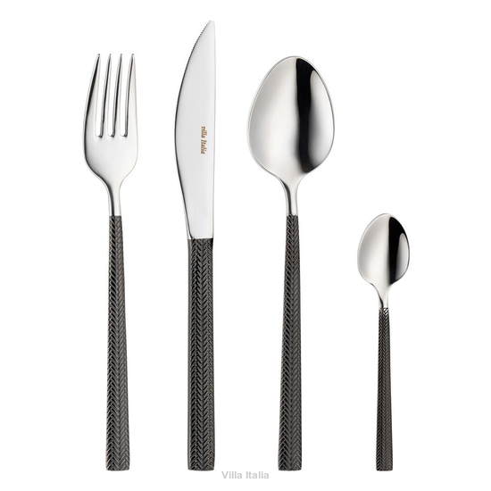 zestaw czarnych sztućców na 6 osób 