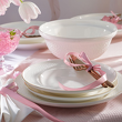 serwis obiadowy porcelanowy i miedziane sztucce