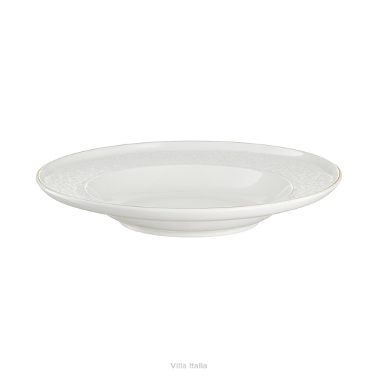 Talerz obiadowy na zupę porcelanowy ze złotą obwódką