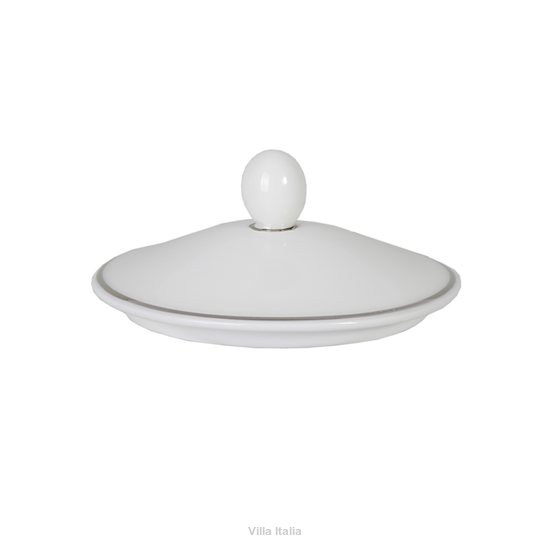 przykrywka biała z platyną z porcelany kostnej