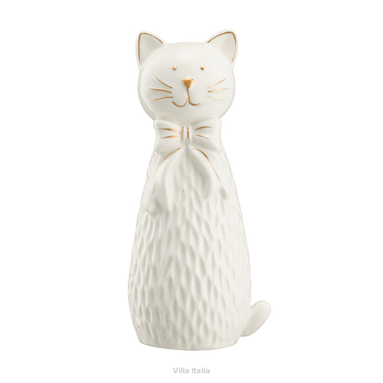 duża figurka kotka - porcelana ze złotem