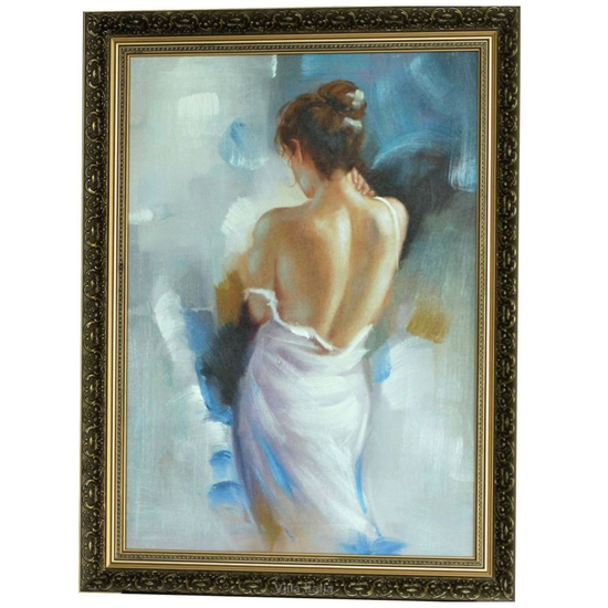 obraz olejny akt kobiecy w ozdobnej ramie