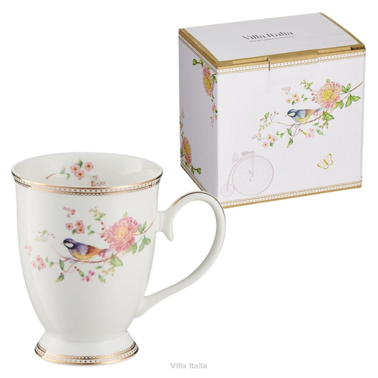 elegancki kubek porcelanowy ze złotym zdobieniem i stylowym opakowaniem