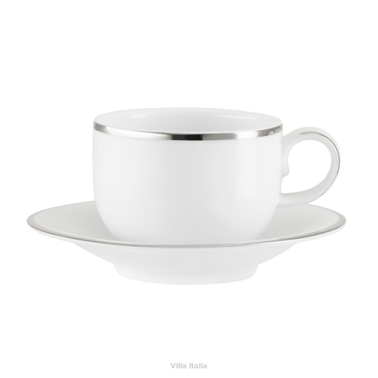 Filiżanka do kawy lub herbaty porcelanowa 200 ml ze spodkiem HATTY PLATIN 