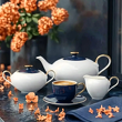 Serwis kawowy na 6 osób porcelanowy Zestaw prezentowy BLUE VELVET 3