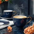 Serwis kawowy na 6 osób porcelanowy Zestaw prezentowy BLUE VELVET 2