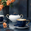 Serwis kawowy na 6 osób porcelanowy Zestaw prezentowy BLUE VELVET 9