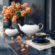 Serwis kawowy na 6 osób porcelanowy Zestaw prezentowy BLUE VELVET 11