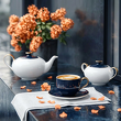 Serwis kawowy na 6 osób porcelanowy Zestaw prezentowy BLUE VELVET 6