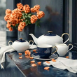 Serwis kawowy na 6 osób porcelanowy Zestaw prezentowy BLUE VELVET 5