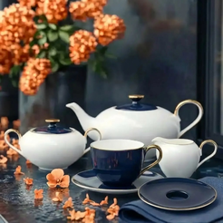 Serwis kawowy na 6 osób porcelanowy Zestaw prezentowy BLUE VELVET