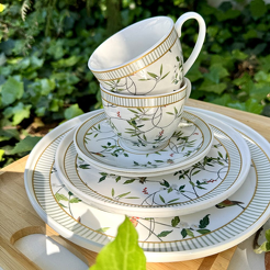 Serwis obiadowo kawowy porcelanowy na 6 osób NORIKO WHITE