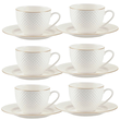 Komplet filiżanek do kawy herbaty porcelanowych 250 ml 6 sztuk BARI GOLD 1
