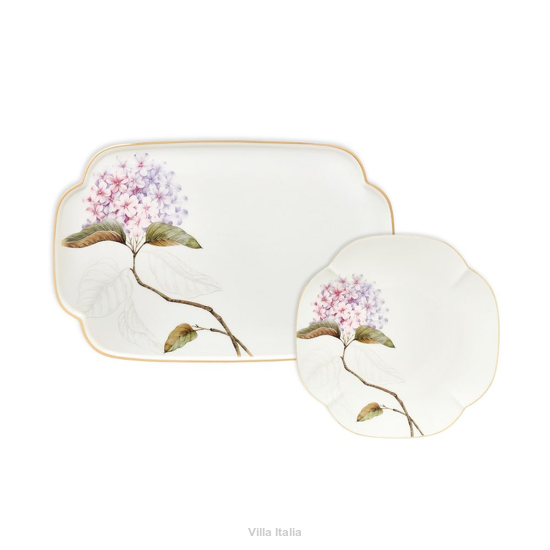 elegancki zestaw porcelanowy do ciasta z paterą malowany ręcznie złotem