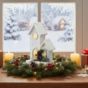 Dekoracja świąteczna LED domek biały 26 cm SAN NICOLA