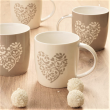 Kubek porcelanowy dekorowany 350 ml SERCE beżowy 2