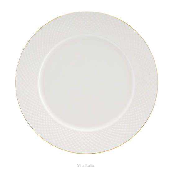 Talerz obiadowy płaski ze złotą linią na obrzeżu
