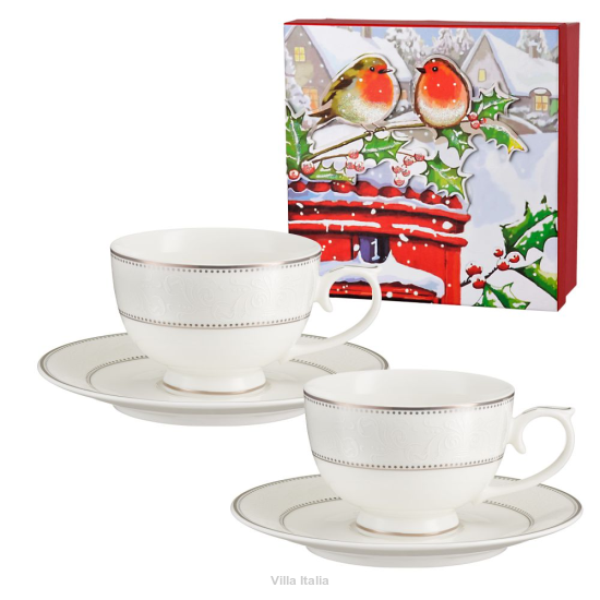 Zestaw 2 filiżanek porcelanowych 230 ml BLANCHE w pudełku ozdobnym