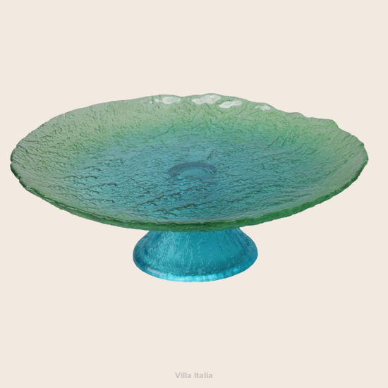 Patera szklana  do ciasta niebieska 28 cm  ASTORIA turkus 