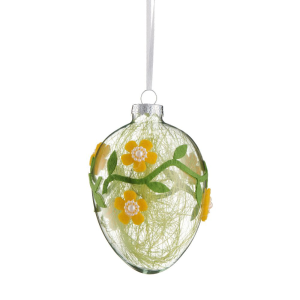 Bombka szklana jajko w kwiaty 10 cm