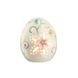 Jajko porcelanowe ażurowe 10 cm Lampion LED LAURA