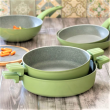 Garnek granitowy 28 cm niski TRESTELLE zielony 5