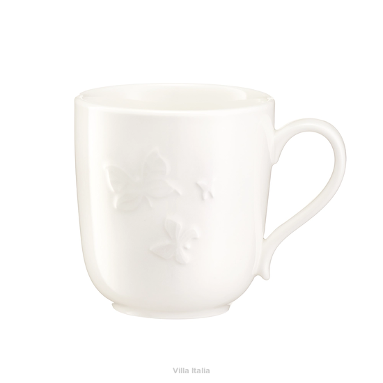 elegancki biały kubek porcelanowy z reliefem